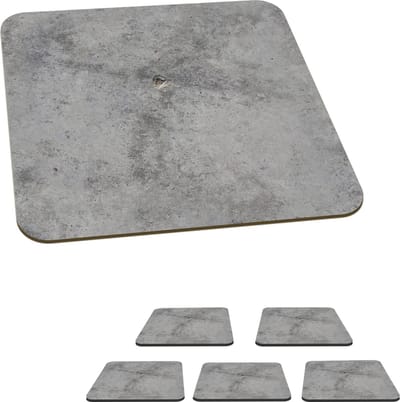Onderzetters voor glazen - Beton - Grijs - Patronen - 10x10 cm - Glasonderzetters - 6 stuks