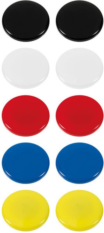 10x Ronde koelkast/whiteboard magneten 30 mm gekleurd - Hobby en kantoorartikelen