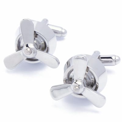 Manchetknopen - Vliegtuigmotor Vliegtuig Propeller Zilver