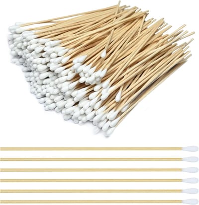 400 Stuks Houten Wattenstaafjes met Lange Handgreep van 15 cm voor Schoonmaak, Make-up en Ambachten