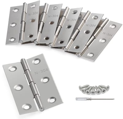 Dailygoods- Scharnieren 10 Stuks - Inklapbaar 67 x 42 x 1 mm - Roestvrij Staal - Duurzaam - Kleine Scharnieren - Inclusief Schroeven en Schroevendraaier - Deurscharnier