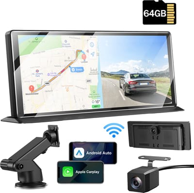 ESSGOO CarPlay Scherm 11 Inch - Apple CarPlay & Android Auto (Draadloos) - CarPlay-autoradio met 4K-frontcamera - 64GB Geheugenkaart - touchscreen - Universeel Auto/Bus/Vrachtwagen