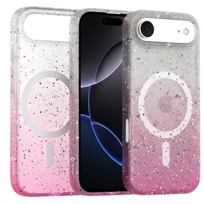 Coverzs Recycled Magsafe hoesje geschikt voor iPhone 17 Air - Magsafe telefoonhoesje - Glitter hoesje - Schokbestending