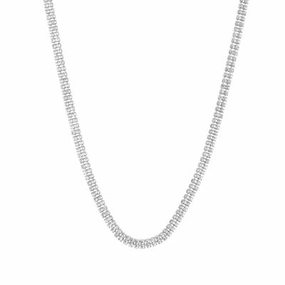 Bijoutheek Collier Dubbele rij witte stenen Zilver