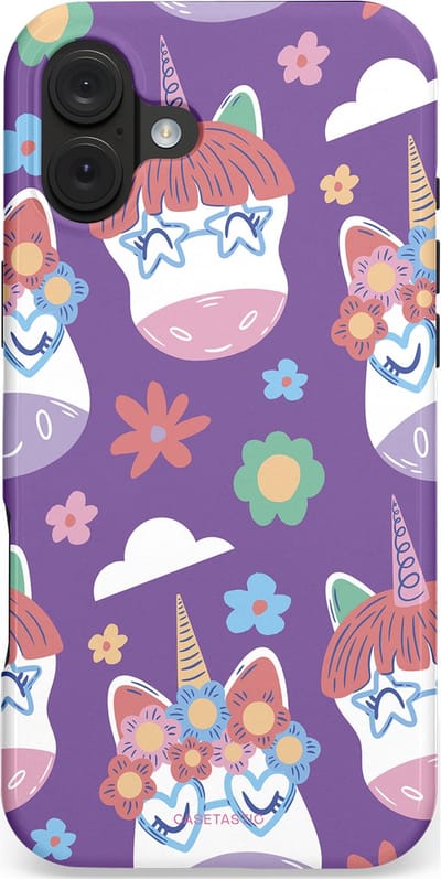 Casetastic hoesje geschikt voor Apple iPhone 16 Plus - MagSafe - Dubbellaagse bescherming - Eenhoorn Magie - Fashion Case - Lavendel Wit Lichtroze