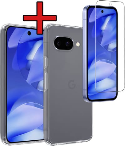 Hoesje - Met Screenprotector - Geschikt voor Google Pixel 9a - Sterk & Shockproof - Telefoon Hoes - Back Cover - Siliconen Case - Telefoonhoes - Transparant