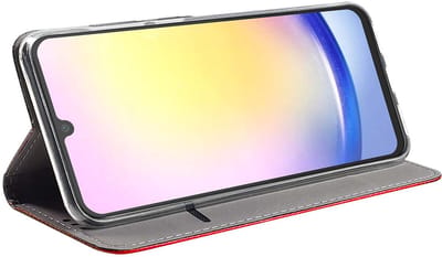 Jaym, Hoesje geschikt voor Samsung Galaxy A25 5G - Magnetisch Folio met Standaard, Rood