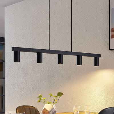 Lindby - hanglamp - 5lichts - Staal - H: 10.5 cm - GU10 - zwart