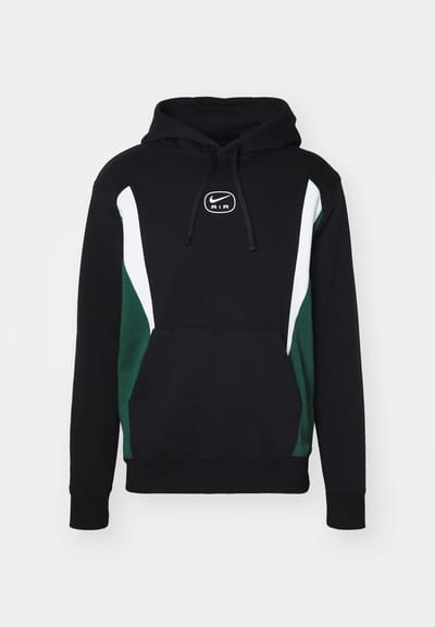 Nike Sportswear Air Fleece Hoodie - Hoodie - XL - Black/Fir/White / Zwart Groen Wit - Nike Air - Lifestyle