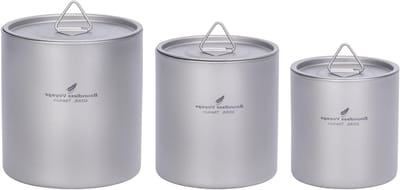 Titanium Dubbele Wand Bekers met Deksel 200ml, 300ml en 400ml - Ultralichte Stapelbare Metalen Thee en Koffiekopjes voor Duurzaam Gebruik tijdens Kamperen en Reizen