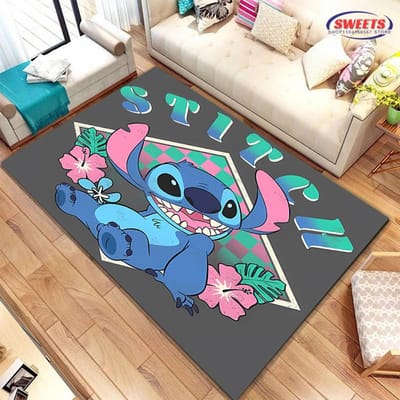 NR.3 Disney Lilo & Stitch Thema Tapijt! Slaapkamer Woonkamer Bedmat, Antislip Exquise Huisdecoratie, Duurzaam Machinewasbaar Kleed 80*120cm