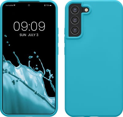 kwmobile telefoonhoesje geschikt voor Samsung Galaxy S22 Plus - Hoesje met siliconen coating - Smartphone case in ijsblauw