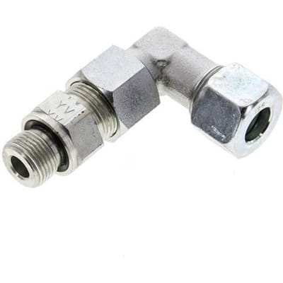 12S & G3/8'' Verzinkt Stalen L-Vorm Snijringkoppeling Buitendraad 630bar Verstelbaar ISO 8434-1