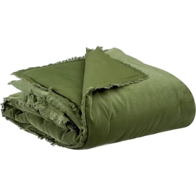 Effen plaid Vivaraise - Fara van katoen (hoes) en polyester (vulling) - Eucalyptusgroen - 135 x 200 cm