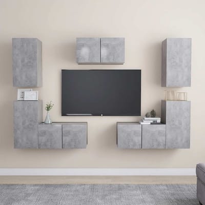 vidaXL - 7-delige - Tv-meubelset - bewerkt - hout - betongrijs