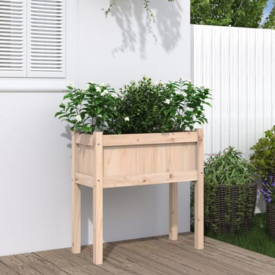 vidaXL - Plantenbak - met - poten - 70x31x70 - cm - massief - grenenhout