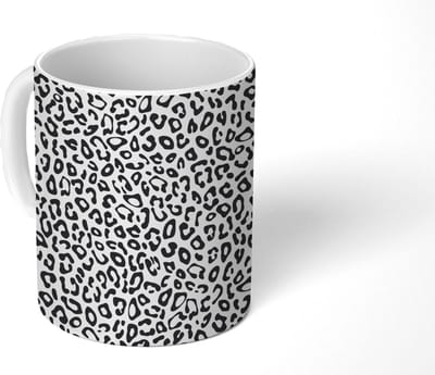 Mok - Koffiemok - Design - Panterprint - Zwart - Wit - Patronen - Mokken - 350 ML - Beker - Koffiemokken - Theemok