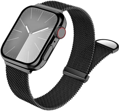 SBG Milanees Bandje Geschikt voor Apple Watch 1/2/3/4/5/6/7/8/9/10/11/SE/Ultra - 49/46/45/44/42MM - Roestvrij Stalen Horlogebandje Magnetisch - Zwart