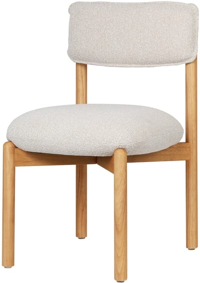 Merax Frank Houten Eetkamerstoel in Naturel en Beige met Beklede Zitting en Rugleuning – Massief Rubberwood Minimalistisch Design