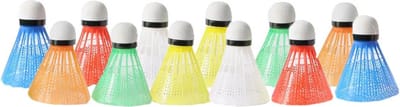 Angel Sports Badminton shuttles - 12x - gekleurd - kunststof