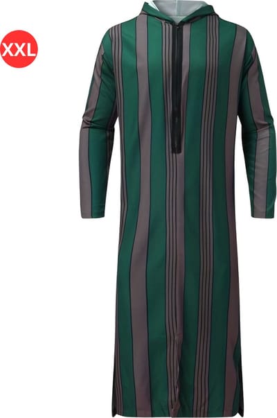 Livano Moslim Kleding - Djellaba Heren - Islamitische Kleding - Alhamdulillah - Arabisch Mannen Kaftan - Groen - Maat XXL