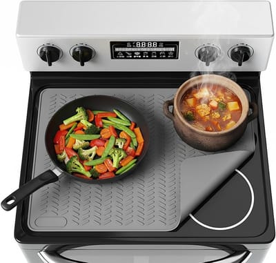 Hittebestendige siliconen mat voor inductiekookplaat, niet-slip en waterdicht, keukenwerkblad bescherming, 71 x 50 cm, grijs, ideaal voor koken en bakken