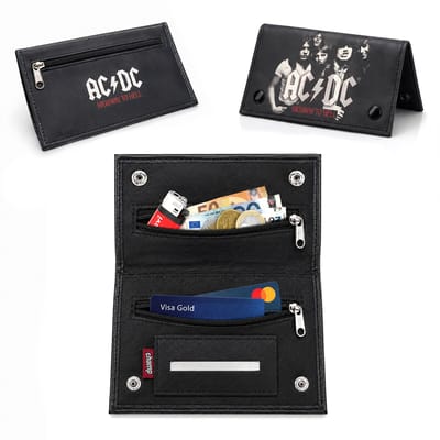 AC/DC Shag Etui - Tabak Etui - Kunstleer - 4 Vakken - Unisex - Zwart