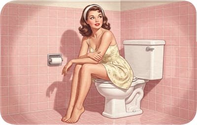 WC mat 80x50 cm - Antislip - Roze - Retro - Vrouw - Toiletmat - Vloermat - Douchemat - Toilet tapijt - Toiletmatten