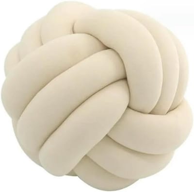 Geknoopt Sierkussen - Decoratief Kussen - Woonkamer Decoratie - Handgeknoopt Design - 28 cm - Beige