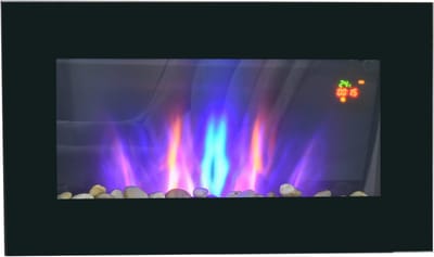 Elektrokamin - Wandkamin met LED Flammeneffect - 1000/2000W, 7 Kleuren, Afstandsbediening - MDF - Zwart