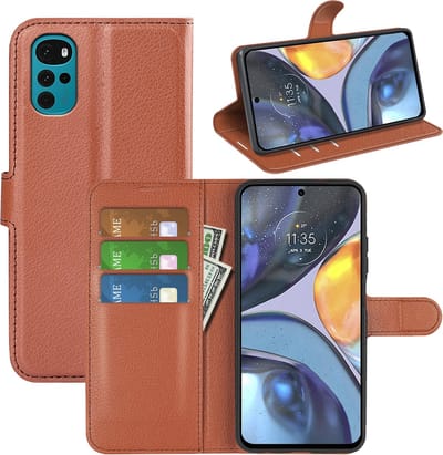 MobyDefend Hoesje - Geschikt voor Motorola Moto G22 - Kunstleren Wallet Book Case (Sluiting Voorkant) - Bruin