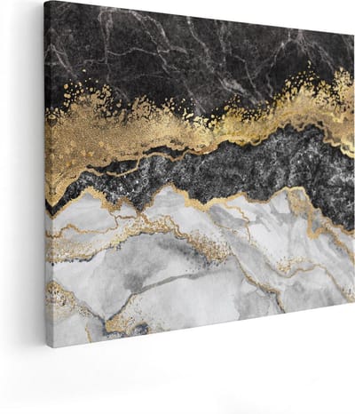 Artaza Canvas Schilderij Marmer Goud - 50x40 cm - Wanddecoratie Abstract - Muurdecoratie Woonkamer - Kamer Accessoires