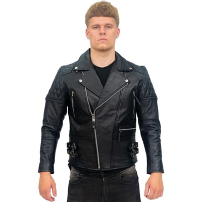 Heren koeienhuid lederen bikerjack-Nassau
