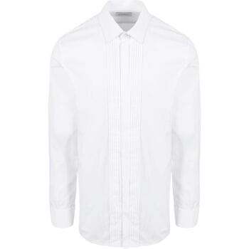 Smoking Overhemd Plisse Wit - Boordmaat 38 - Heren Smoking Shirt - 100% katoen - Regular-Fit pasvorm