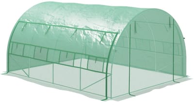 Polytunnelkas - Kas met Roldeuren en Ramen - Inloopkas - Tunnelkas - Foliekas - Kweektunnel - Kweekkas - Kastunnel - Groentekas - Plantenhuis - Plantenteelt - Tomatenkas - voor Groenten, Bloemen, Planten - 400x300x200 cm - Groen