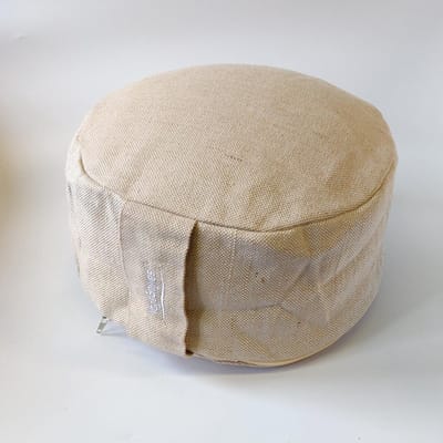 Om Namaste Design Meditatiekussen Zitkussen Rond - Creme - jute look