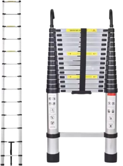 Telescopische Ladder 4,4M - Aluminium Uitschuifbare Ladder - Lichtgewicht & Draagbaar - Stabiele Haken - Max. 150KG Belastbaar