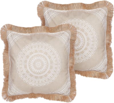 AGRIMONY - Sierkussen set van 2 - Beige/Wit - Polyester