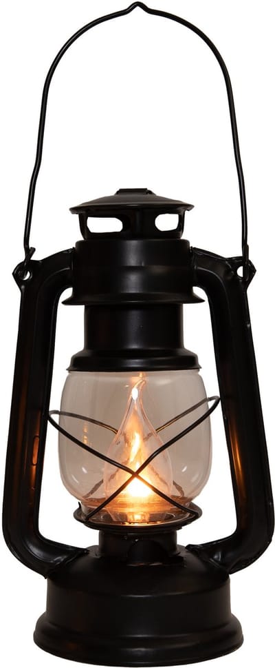 Anna's Collection Solar stormlantaarn - zwart - 15 x 25 cm - metaal - vlameffect - stormlamp - tuinverlichting - zonne-energie lantaarn