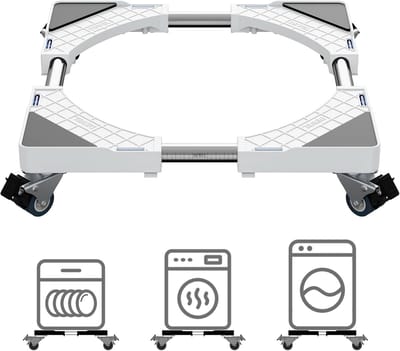 Verstelbare Wasmachine Standaard met Wielen: Geschikt voor Wasmachine, Droger en Koelkast (45-70 cm)
