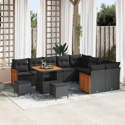 vidaXL - Tuinbank - Set - 12 - st - 12-Aantal - zitplaatsen - Zwart