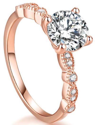 Schitterende Zilveren Rose Plated Ring 19.00mm. (maat 60)