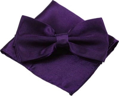 Fako Fashion Vlinderstrik Inclusief Pochette - Vlinderdas - Strikje - Pochet - Donkerpaars