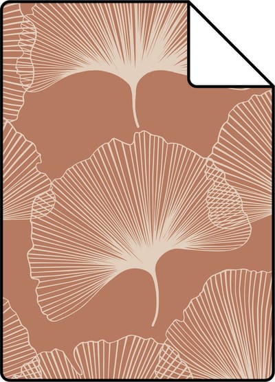 Proefstaal ESTAhome behang ginkgo bladeren terracotta - 26.5 x 21 cm - 139371-S