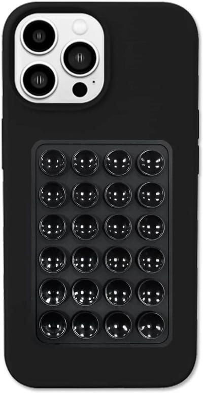 SBG Siliconen Sticker Telefoonhouder met Zelfklevende Zuignapjes - Universeel voor Smartphones - Geschikt voor o.a. Spiegel, Raam, Muur of Bureau - Telefoonsticker - Zwart