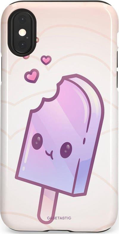 Casetastic Hoesje Geschikt voor Apple iPhone X/Xs - Stijlvolle Beschermende Duo-layer Case - Zacht Paars IJs