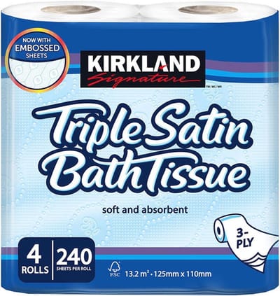 Kirkland Signature Triple Satijn 3-laags toiletweefsel 4 rollen 1 pak wit Kirkland-Toilet Roll-1pk
