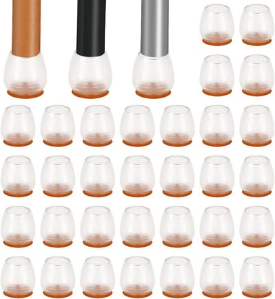 32 stuks transparante ronde stoelbeschermers met vilten kussens, 17-21 mm, voor vloerbescherming