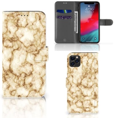 Apple iPhone 11 Pro Max Bookcase Marmer Goud