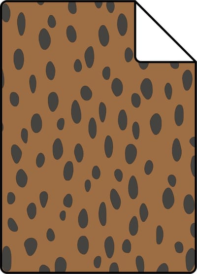 Proefstaal ESTAhome behang stippen warm oranje en zwart - 26.5 x 21 cm - 139257-S